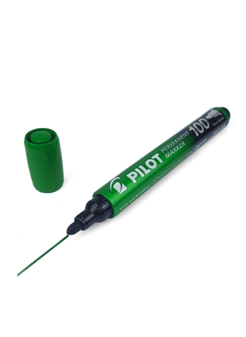 PILOT 3-Piece Permanent Marker Bullet Tip Green Ink  - Image 2