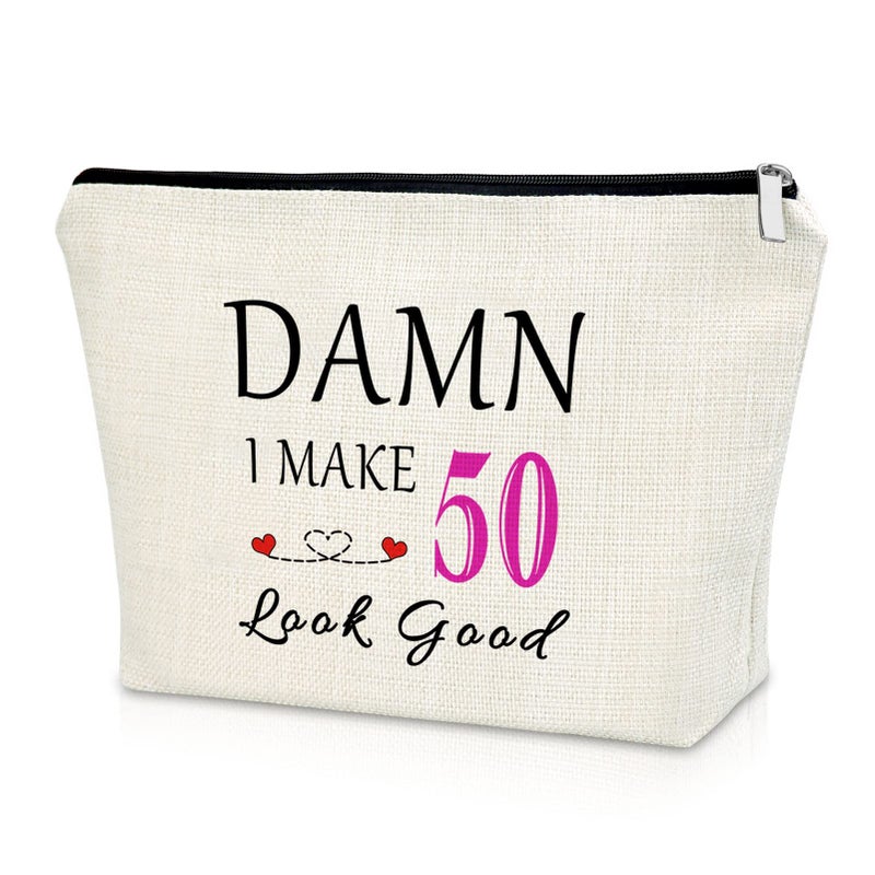 50th Birthday Gift for Wife Aunt Makeup Bag Gifts for 50 Year Old Woman Birthday Cosmetic Bag 1974 50th Happy Birthday Gifts for Grandma Mother Mothers Day Gifts Christmas Gift Cosmetic Travel Bag