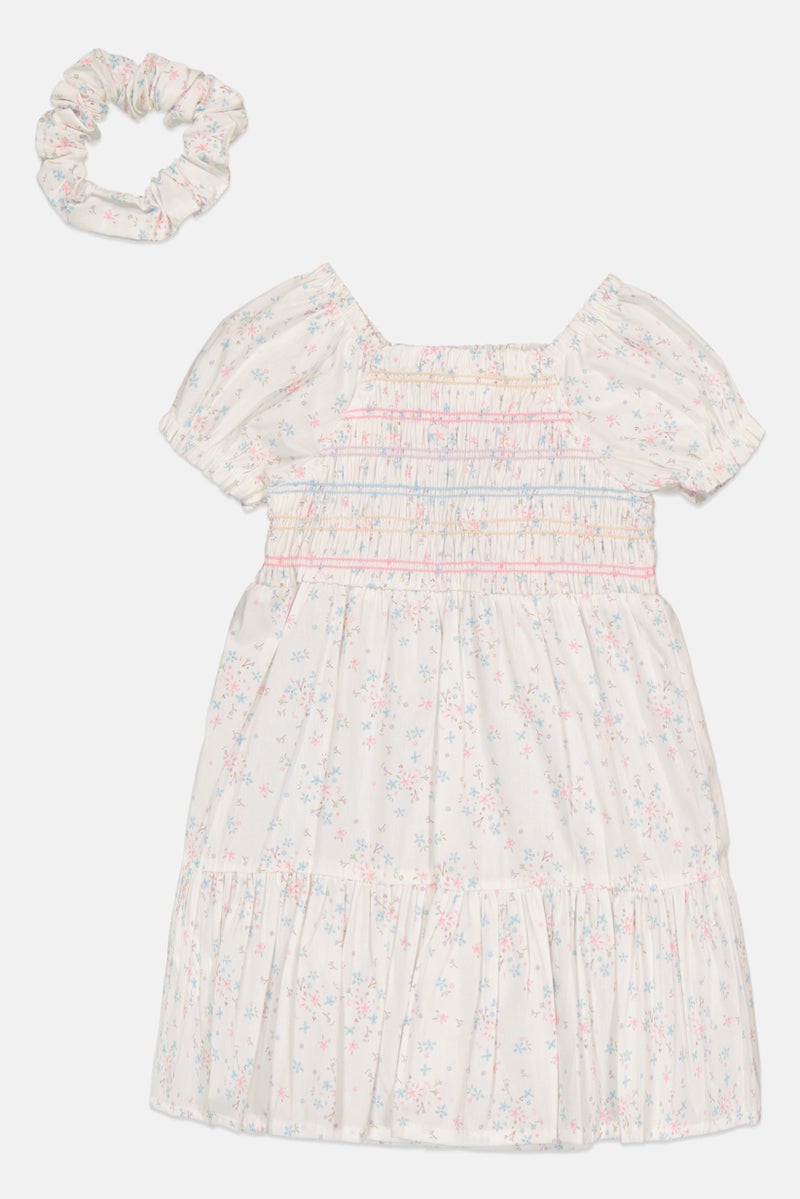 Willow & Whistle Toddlers Girl 2Pcs Floral Smocking Dress And Headband Set, Multicolor - Image 3
