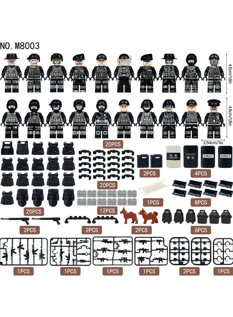 20-Piece SWAT Series Building Blocks Minifigures Model Toys Suitable For Boys Gifts Bag Pack