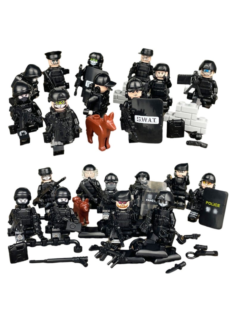 20-Piece SWAT Series Building Blocks Minifigures Model Toys Suitable For Boys Gifts Bag Pack