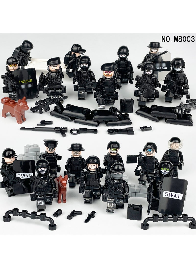 20-Piece SWAT Series Building Blocks Minifigures Model Toys Suitable For Boys Gifts Bag Pack