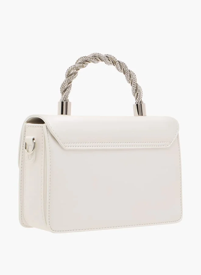 Flora Bella By Shoexpress Women Solid Satchel Bag with Detachable Strap and Magnetic Closure