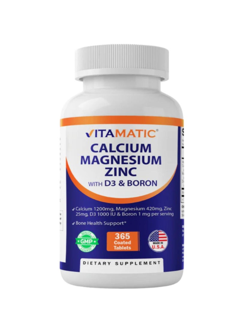 فيتاماتيك كالسيوم، مغنيسيوم، زنك مع فيتامين د3 والبورون، 365 قرصًا مغلفًا