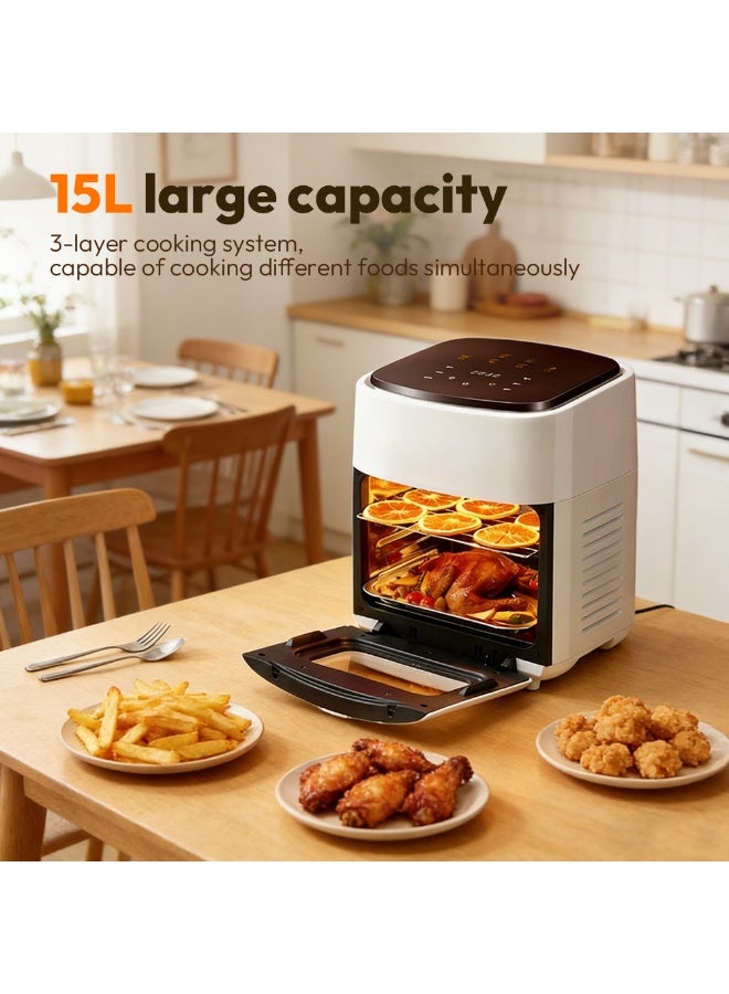 أرابايت قلاية هوائية كبيرة سعة 15 لتر بشاشة رقمية تعمل باللمس - عدة أوضاع محددة مسبقًا للقلي الصحي والشوي والخبز، عنصر أساسي في مطبخ العائلة - Image 4