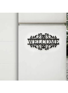 Trademubarak Welcome Sign Metal Decor Front Porch Decor Porch Signs Metal Signs Metal House Sign Address Sign House Number Plaque 35x20cm14x8in 35x20cm14x8in Matte Black  - Image 3