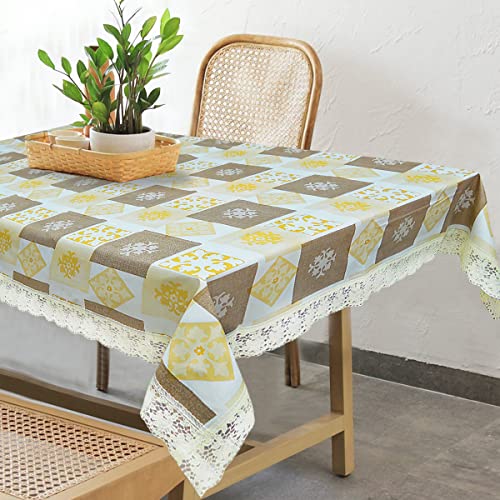 Oriental Weavers OrientalWeavers Decojewels PVC Dining Table Cover, 6 Seater Rectangle Shape Table Cover with White Side Trim Lace 54" X 78" - Image 2