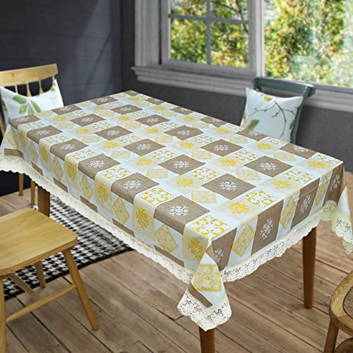 Oriental Weavers OrientalWeavers Decojewels PVC Dining Table Cover, 6 Seater Rectangle Shape Table Cover with White Side Trim Lace 54" X 78" - Image 1