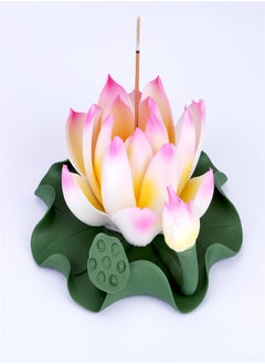 Excefore Lotus Ceramic Incense Burner, Classical Incense Sticks Holder, Artificial Lotus Incense Stick Burner for Yoga Meditation and Home Decor  - Image 1