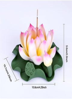 Excefore Lotus Ceramic Incense Burner, Classical Incense Sticks Holder, Artificial Lotus Incense Stick Burner for Yoga Meditation and Home Decor  - Image 2