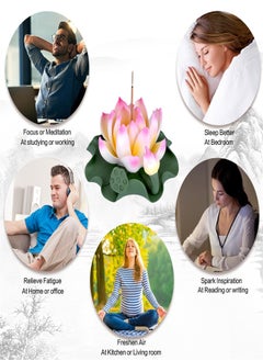 Excefore Lotus Ceramic Incense Burner, Classical Incense Sticks Holder, Artificial Lotus Incense Stick Burner for Yoga Meditation and Home Decor  - Image 4
