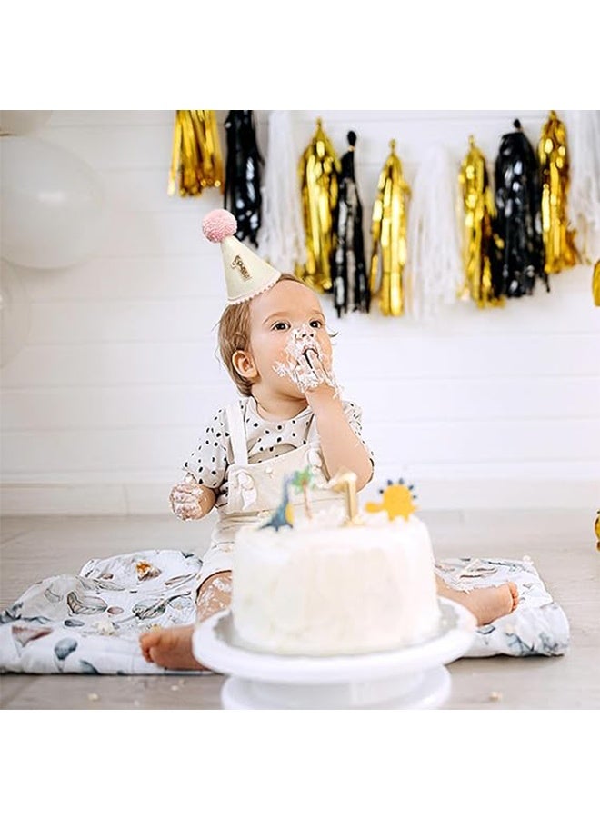 1st Birthday Hat for Baby Girls Boys, Boho First Birthday Hat, Handmade One Birthday Crown Conical Cap Decorations - Image 5