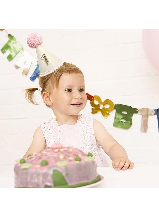 1st Birthday Hat for Baby Girls Boys, Boho First Birthday Hat, Handmade One Birthday Crown Conical Cap Decorations - Image 3