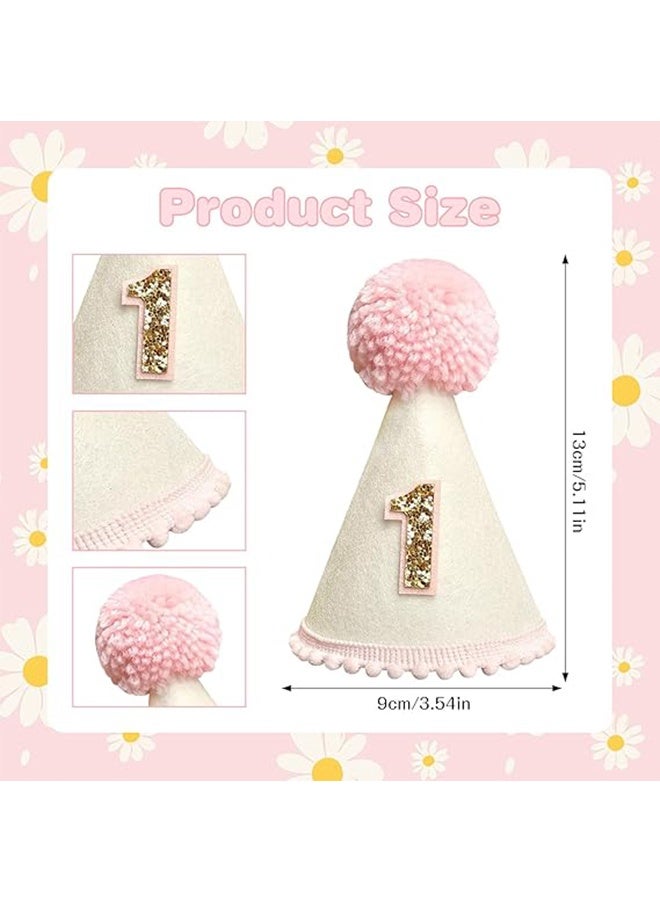 1st Birthday Hat for Baby Girls Boys, Boho First Birthday Hat, Handmade One Birthday Crown Conical Cap Decorations - Image 2