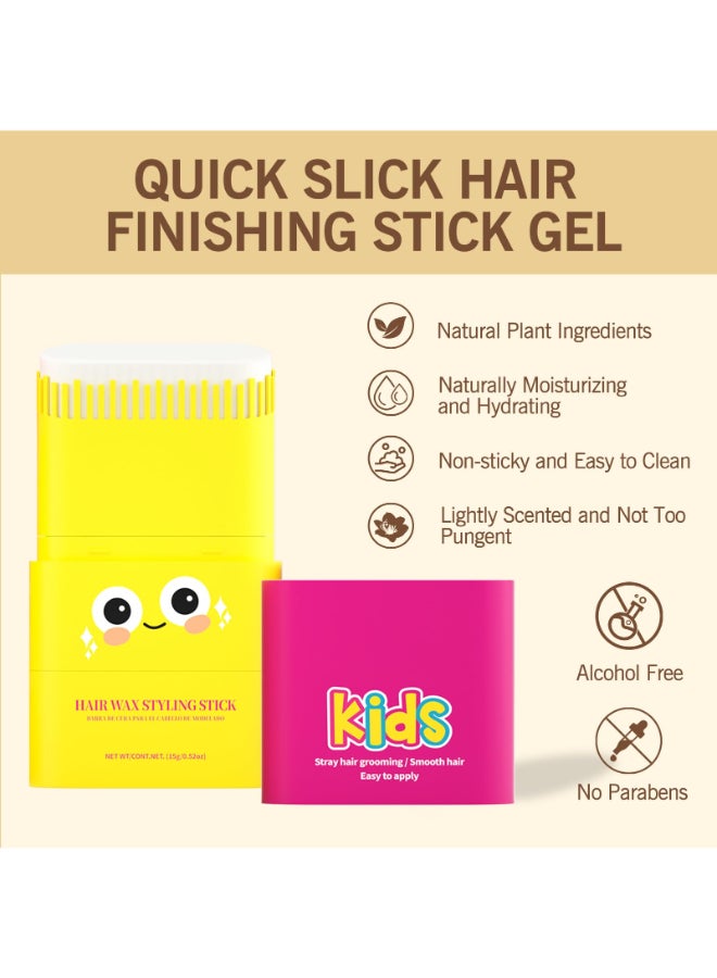 gowwim Nongreasy Hair Wax Stick 2 BuiltIn Combs Wax Stick for Hair Taming Fly Away Hair Stick Wax Natural Ingredients Wax Hair Stick for Kids Children Baby for Daily Styling - Image 4