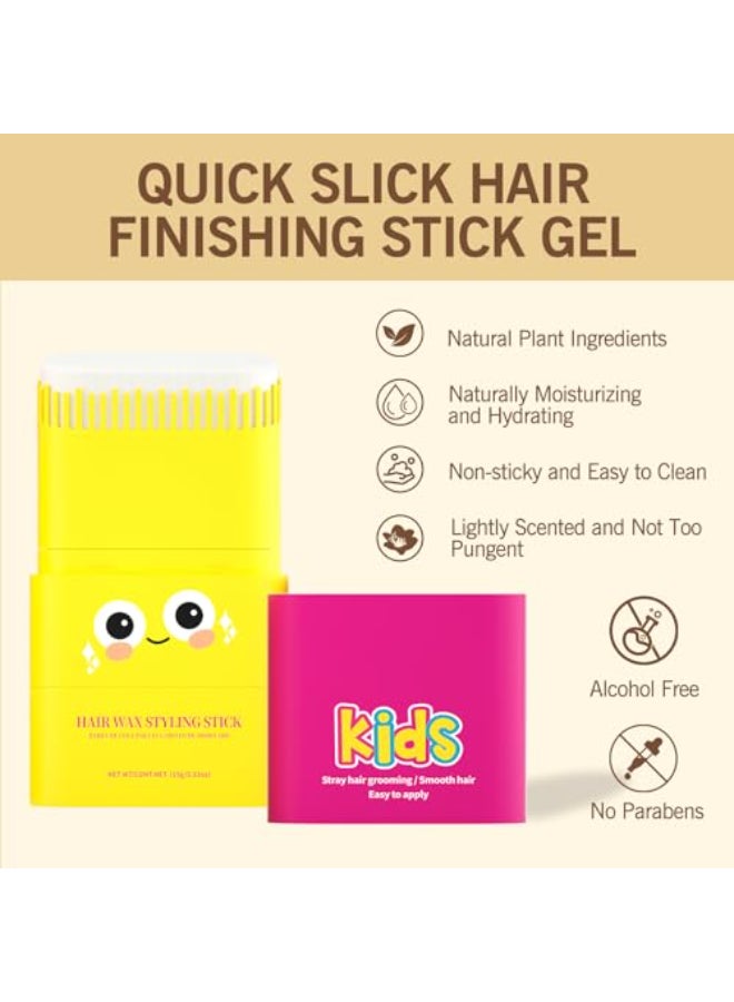 gowwim Nongreasy Hair Wax Stick 2 BuiltIn Combs Wax Stick for Hair Taming Fly Away Hair Stick Wax Natural Ingredients Wax Hair Stick for Kids Children Baby for Daily Styling - Image 3