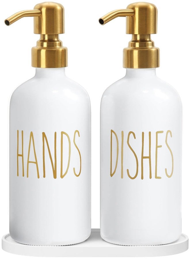 MOMEEMO Kitchen Soap Dispenser Set, Contains Dish and Hand Soap Dispenser, Suitable for Kitchen Counter Decor. (White) - Image 1