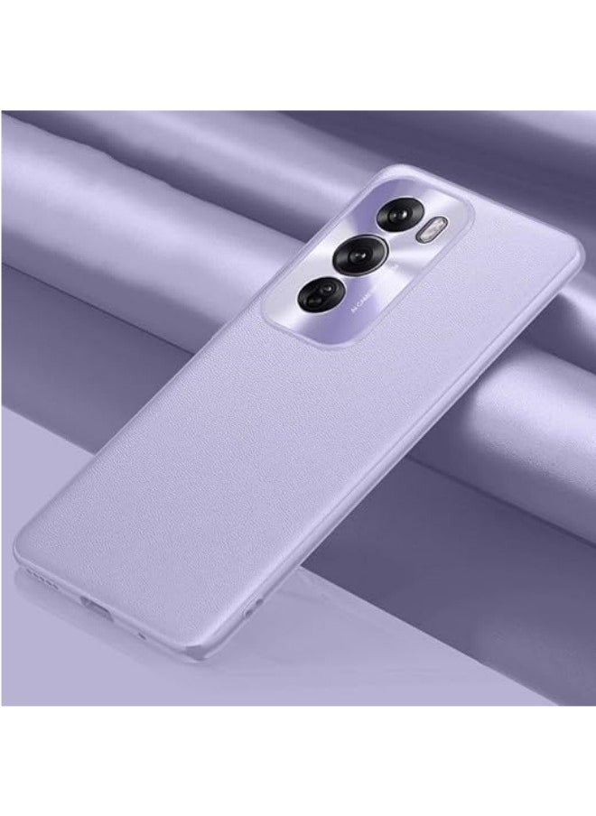 ماركة غير محددة متوافقة مع هاتف Oppo Reno 12 Pro 5G: غطاء خلفي من جلد PU فاخر لحماية كاميرا Reno 12 Pro، مع حافة حماية من السيليكون المضاد للصدمات.  - Image 1
