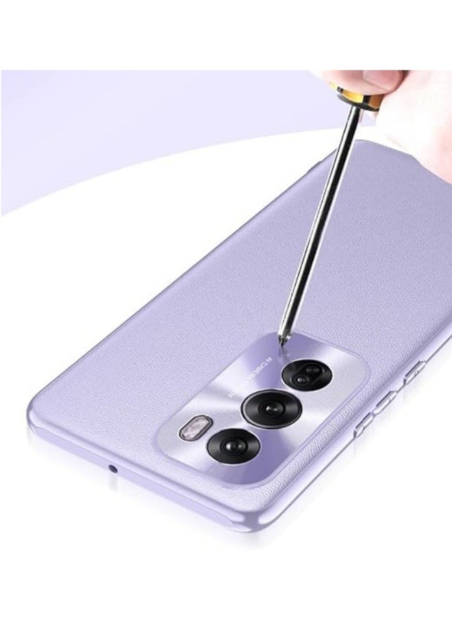 ماركة غير محددة متوافقة مع هاتف Oppo Reno 12 Pro 5G: غطاء خلفي من جلد PU فاخر لحماية كاميرا Reno 12 Pro، مع حافة حماية من السيليكون المضاد للصدمات.  - Image 3