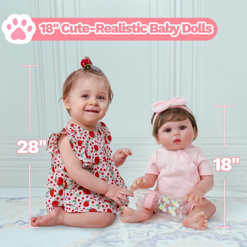 SCOM Reborn Baby Doll Girl - 18 Inch Realistic Real Life Doll with Hair, Lifelike Baby with Anatomically Correct, Newborn Toddler with Vinyl Body for Age 3 4 5 6 Year Old Gift - Image 5