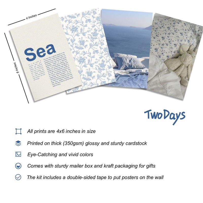 TwoDays Coastal Granddaughter Room Decor, Beachy Aesthetic Wall Collage Kit, Coastal Cowgirl Wall Art Prints for Teen Girls Bedroom, Beach Artwork. (Set of 50, 4" Ã— 6") - Image 2