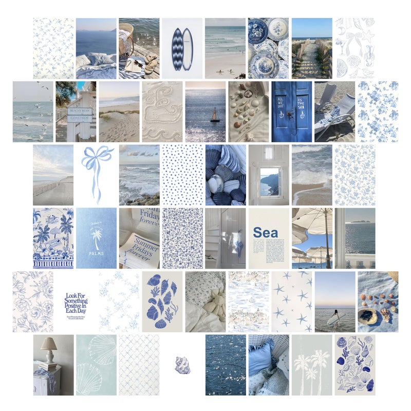 TwoDays Coastal Granddaughter Room Decor, Beachy Aesthetic Wall Collage Kit, Coastal Cowgirl Wall Art Prints for Teen Girls Bedroom, Beach Artwork. (Set of 50, 4" Ã— 6") - Image 1