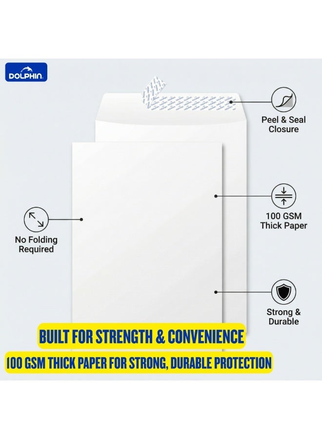 Dolphin A3 White Envelope 100 GSM – Pack of 50, Premium Quality Paper, Peel & Seal Closure, Made in Malaysia - Image 5