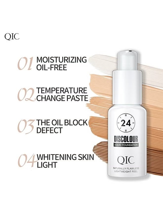 QIC discolour liquid foundaton Color Changing Liquid Foundation,24H Naturally Flawless Lightweight Feel, for Different Skin Tone, Foundation Makeup Base Nude Face Liquid Full Coverage Concealer 30G - Image 2