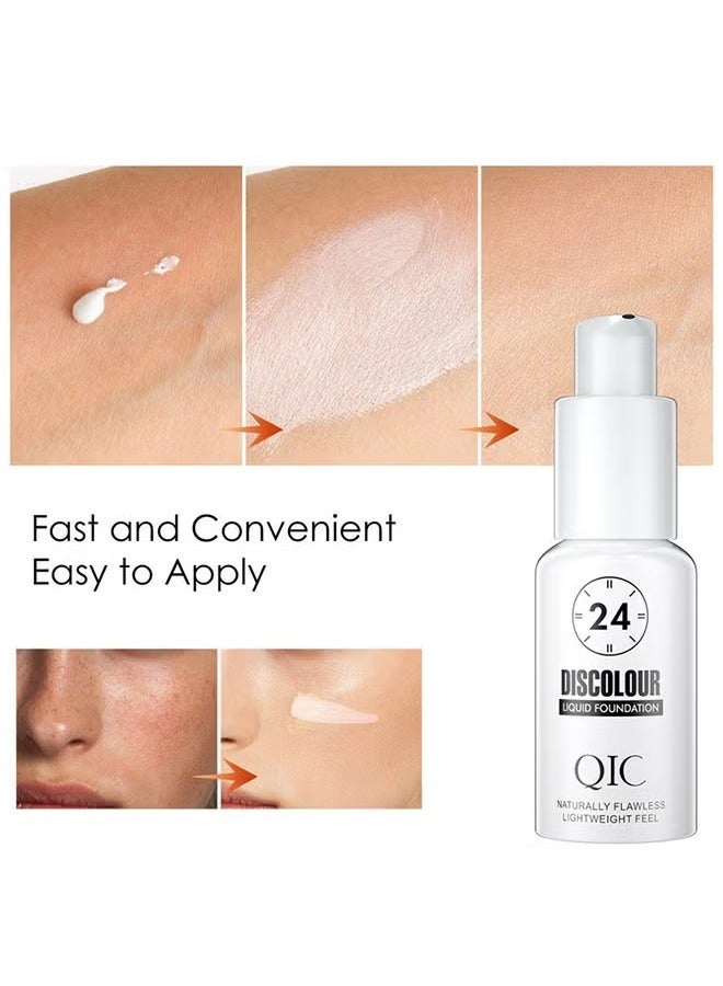 QIC discolour liquid foundaton Color Changing Liquid Foundation,24H Naturally Flawless Lightweight Feel, for Different Skin Tone, Foundation Makeup Base Nude Face Liquid Full Coverage Concealer 30G - Image 3