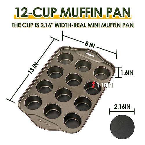 Cyimi Mini Muffin Pan 12 Cup with Removable Bottom,Nonstick Cupcake Pans for Baking,Mini Muffin Cheesecake Tin for Oven, 12 Cavity Premium Carbon Steel Bakeware for Bite Size Tarts - Image 2