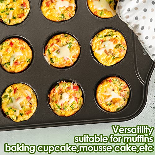 Cyimi Mini Muffin Pan 12 Cup with Removable Bottom,Nonstick Cupcake Pans for Baking,Mini Muffin Cheesecake Tin for Oven, 12 Cavity Premium Carbon Steel Bakeware for Bite Size Tarts - Image 5