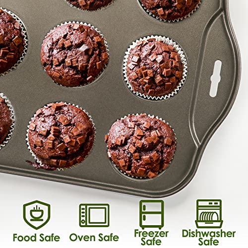Cyimi Mini Muffin Pan 12 Cup with Removable Bottom,Nonstick Cupcake Pans for Baking,Mini Muffin Cheesecake Tin for Oven, 12 Cavity Premium Carbon Steel Bakeware for Bite Size Tarts - Image 4