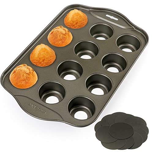 Cyimi Mini Muffin Pan 12 Cup with Removable Bottom,Nonstick Cupcake Pans for Baking,Mini Muffin Cheesecake Tin for Oven, 12 Cavity Premium Carbon Steel Bakeware for Bite Size Tarts - Image 1