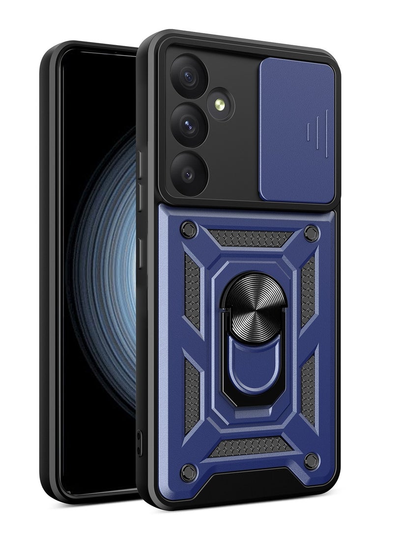 Case Cover Shockproof Windows Protective Case with Camera Protection and Metal Ring Compatible with Samsung Galaxy A34 (Blue)