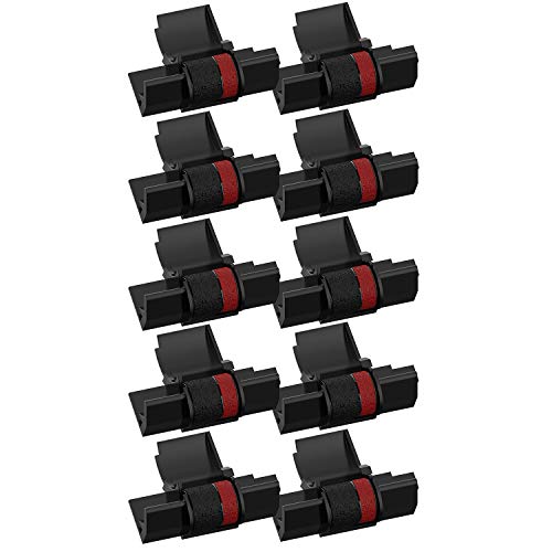 BIGGER Compatible Calculator Ink Ribbon Replacement for IR-40T CP13 MP-12D PR42 Used with Casio HR-100TM HR-150TM HR-170RC, Sharp EL-1750V EL-1801V, Individually Sealed, Black/Red, 10 Pack - Image 1