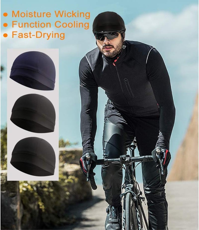 WSHSTS 3 Pack Cooling Skull Cap Helmet Liner Sweat Wicking Cycling Running Hat for Men Women - Image 3