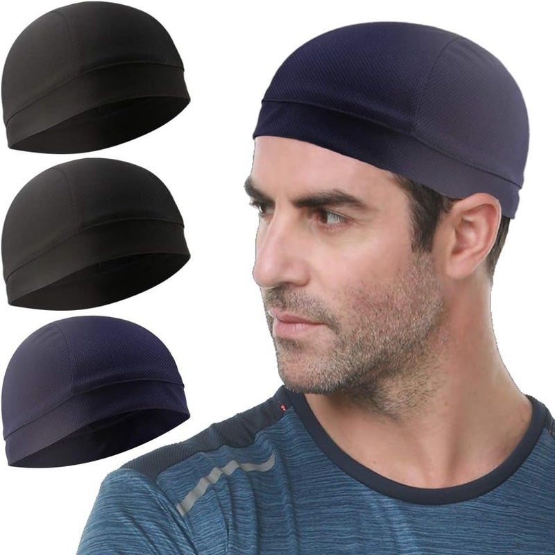 WSHSTS 3 Pack Cooling Skull Cap Helmet Liner Sweat Wicking Cycling Running Hat for Men Women - Image 1