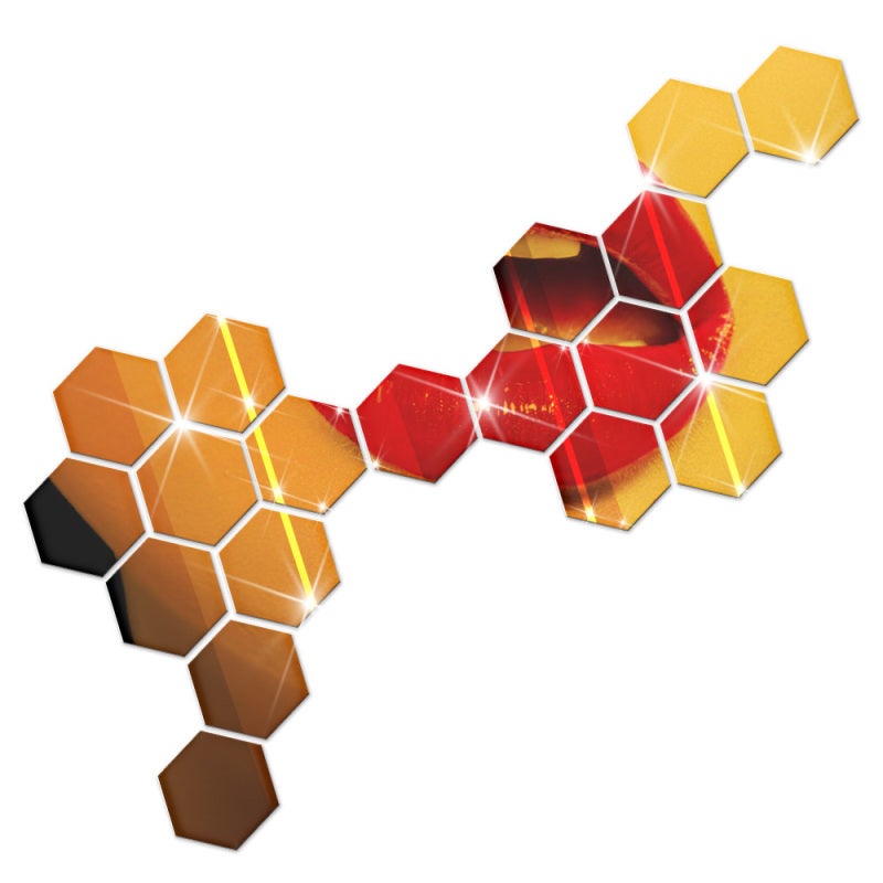Self Adhesive Hexagon Reflective Mirror Wall Sticker - Durable Acrylic Material Gold Type 4 for Home Interior Decor & Daily Use - Image 5
