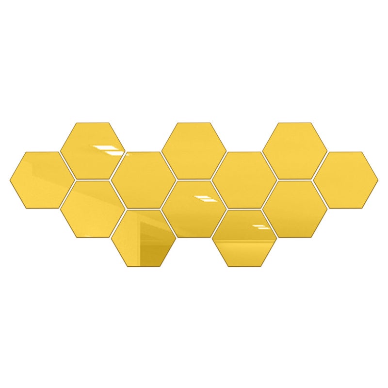 Self Adhesive Hexagon Reflective Mirror Wall Sticker - Durable Acrylic Material Gold Type 4 for Home Interior Decor & Daily Use - Image 1