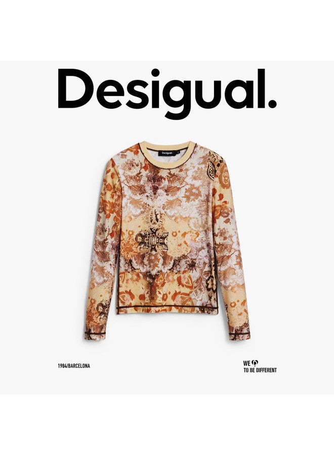 DESIGUAL 25 مجموعة جديدة لخريف/شتاء تي شيرت نسائي مع زخرفة خياطة علوية، طباعة مرنة، وحجر الراين الساخن - Image 5