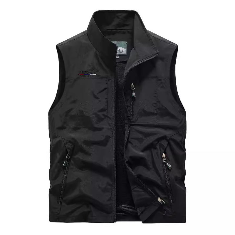 Men'S Vest Multi-Pocket Outdoor Quick-Drying Middle-Aged Casual Sports Workwear Vest Loose Solid Color Jacket - Image 5