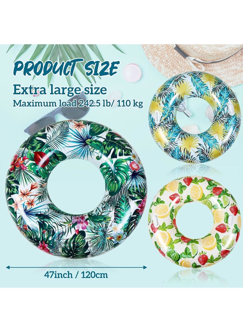 Zikra 3 Pcs Inflatable Pool Floats 47 Inch Pool Floaties Tubes Jumbo Pool Tubes Pool Rings for Adults Summer Beach Bachelorette Wedding Party Decor Supplies - Image 3