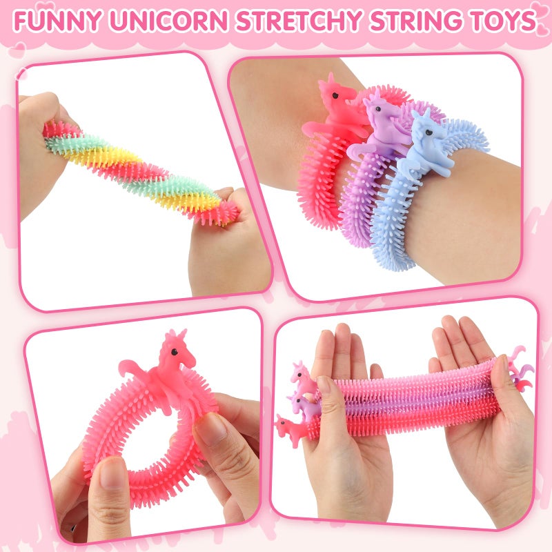 YEGEER Valentines Day Cards for Kids Classroom Exchange - 30 Pack Unicorn Valentine Cards with Stretchy String Toys, School Valentines Gifts for Boys Girls - Image 3