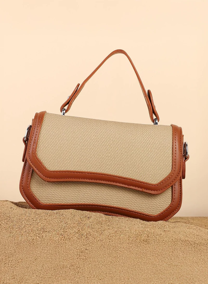 Textured Flap Baguette Bag