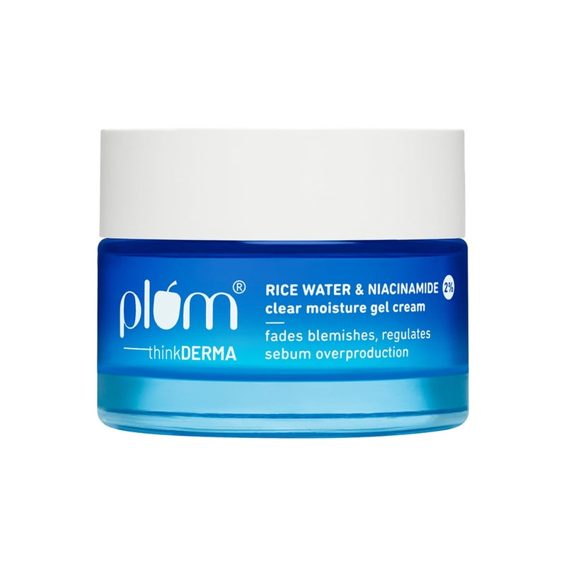 Plum 2 Niacinamide  Rice Water Superlight Gel Cream Moisturizer for Face  OilFree Hydration  Brightens Fades Blemishes  DermatTested  All Skin Types  Women  Men  100 Vegan  50 g - Image 1