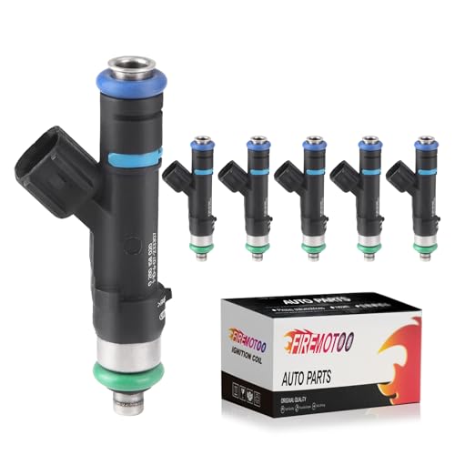 FIREMOTOO Fuel Injectors Pack of 6 Compatible with Dodge RAM 1500 0412 Durango 0409 Dakota 0410 Nitro 0711 Raider 0709 for Jeep Grand Cherokee 0510 Commander 0610 Liberty 0412 37L V6 4 Holes - Image 1