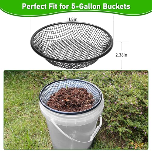 Mulctun 4Pcs 11.8" W Soil Sifter for Gardening, 2,4,6,8mm Grid Rock Sifter for 5 Gallon Bucket, Stainless Steel Fine Dirt Sifter, Compost Sifter for Capturing Dirt, Sand, Rocks, and Filtering Compost (Black) - Image 4