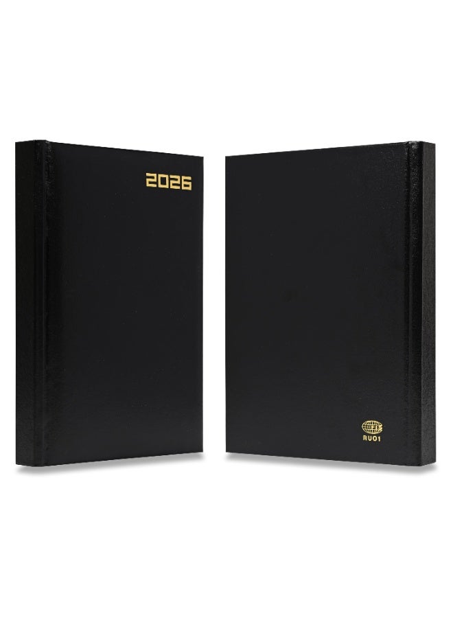 FIS 2026 Diary, Russian A5 Diary Size(148x210mm), Hard Cover Vinyl Materials, 1 Side Padded, Russian & English Language, 60gsm White Paper, Black Color-FSDIRU0126BK - Image 3