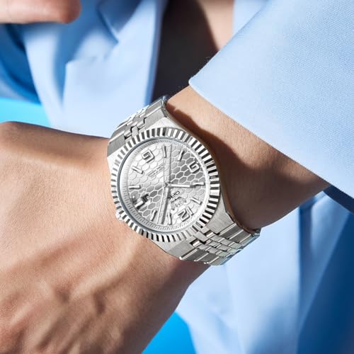 OPK Watch for Men Silver White Business Large Analog Quartz Stainless Steel Day Date Waterproof Luminous Casual Wrist Watches - Image 4