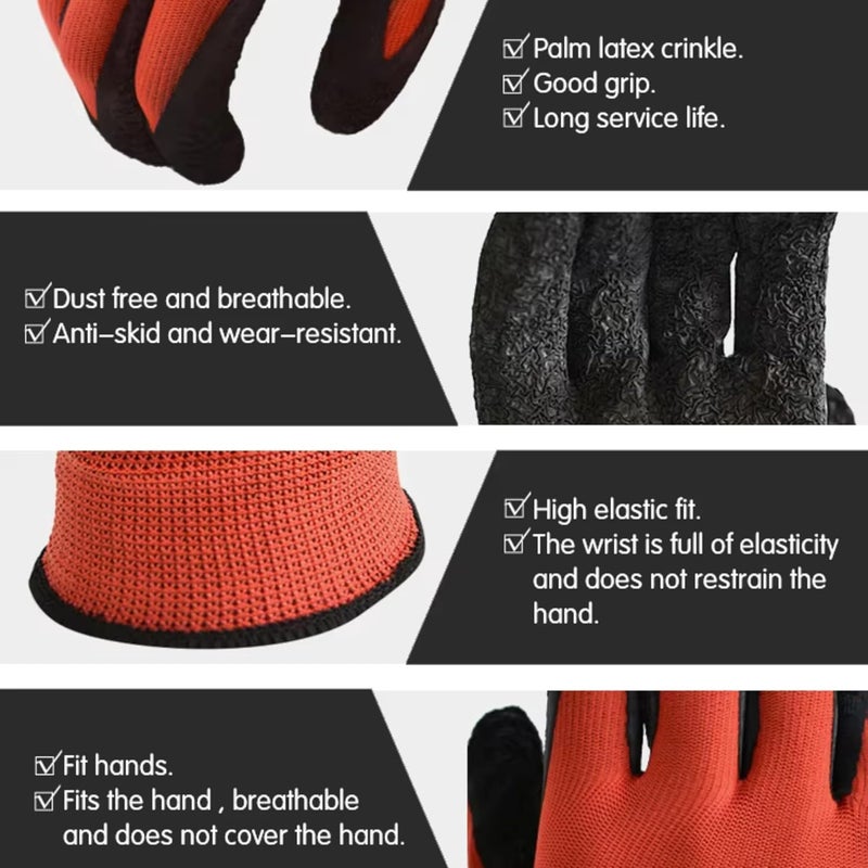 Stylera 5 Pairs Latex Crinkle Coated Safety Gloves for Men Industrial Gloves - Hand Gloves for Men - Gardening Gloves - Working Gloves for Men - Rubber Gloves for Gardening Work - Anti Cut Resistant Gloves - Image 2